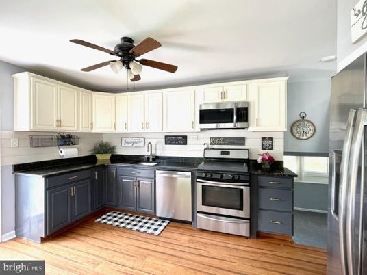 Interior, Kitchen, Stainless Steel Appliances, Wood Texture Flooring