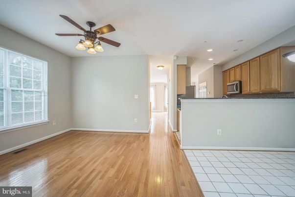 Empty room, Interior, Kitchen, Recessed Lighting, Wood Texture Flooring