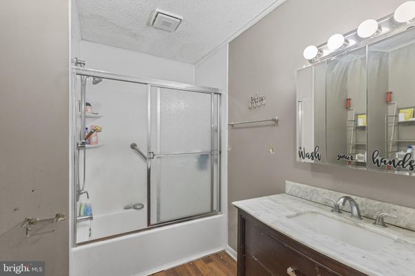 Bathroom, Glass Shower, Interior, Wood Texture Flooring