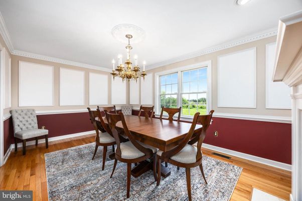 Chandelier, Dining room, Interior, Wood Texture Flooring