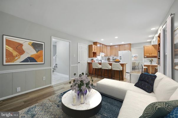 Interior, Kitchen, Living room, Recessed Lighting, Wood Texture Flooring