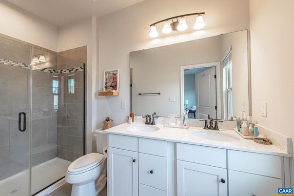 Bathroom, Dual Sink Vanities, Glass Shower, Interior