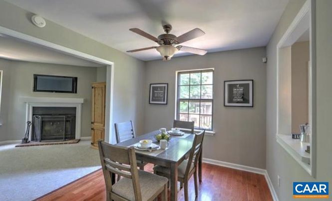 Dining room, Fireplace, Interior, Wood Texture Flooring