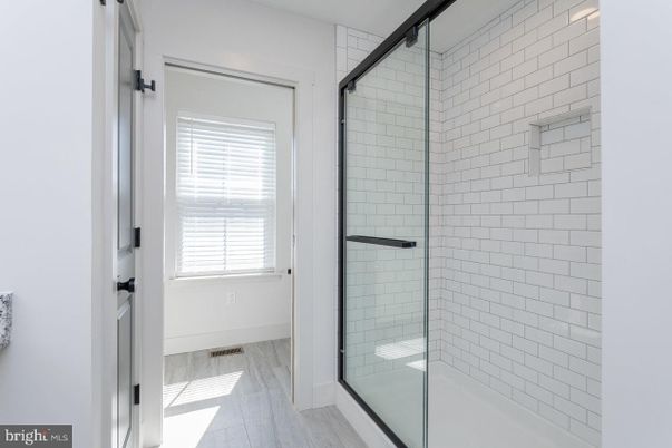 Bathroom, Glass Shower, Interior, Wood Texture Flooring