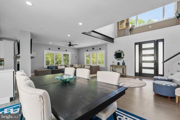Dining room, Interior, Living room, Recessed Lighting, Wood Texture Flooring