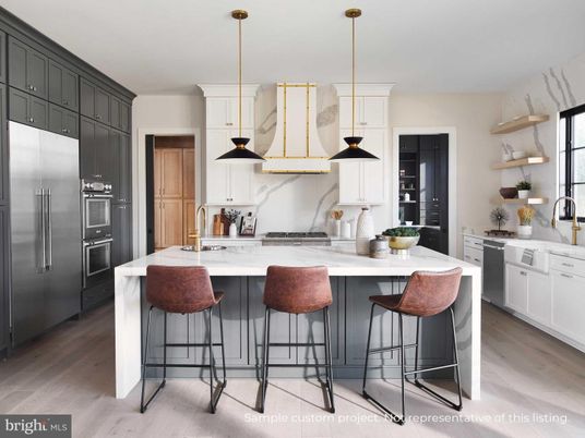 Interior, Kitchen, Pendant Lights, Stainless Steel Appliances, Wood Texture Flooring
