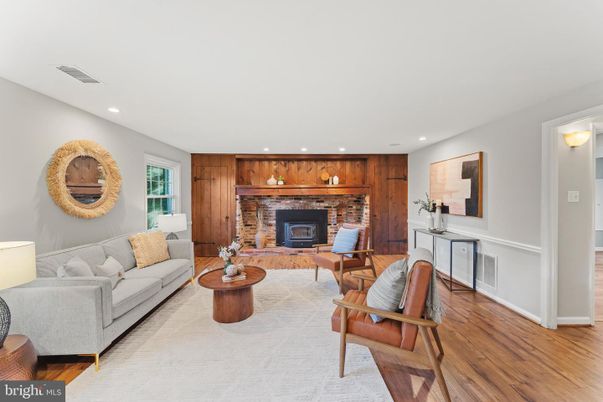 Fireplace, Interior, Living room, Recessed Lighting, Wood Texture Flooring, Wooden Walls