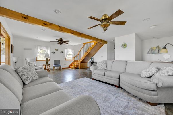 Interior, Living room, Recessed Lighting, Wooden Beams