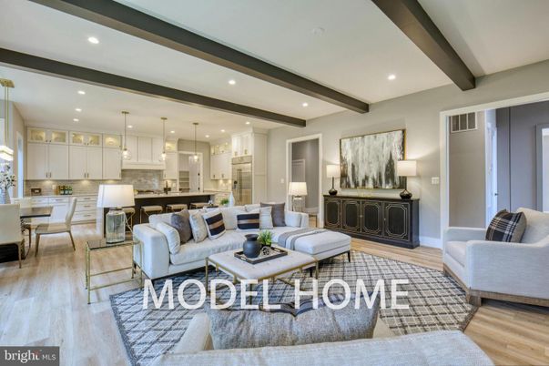 Dining room, Interior, Kitchen, Living room, Pendant Lights, Recessed Lighting, Stainless Steel Appliances, Wooden Beams, Wood Texture Flooring