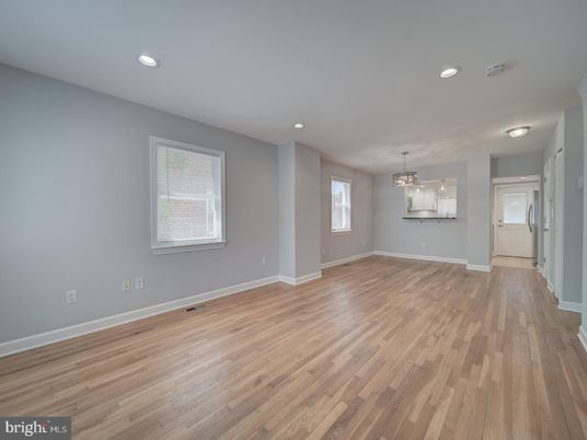 Empty room, Interior, Pendant Lights, Recessed Lighting, Wood Texture Flooring