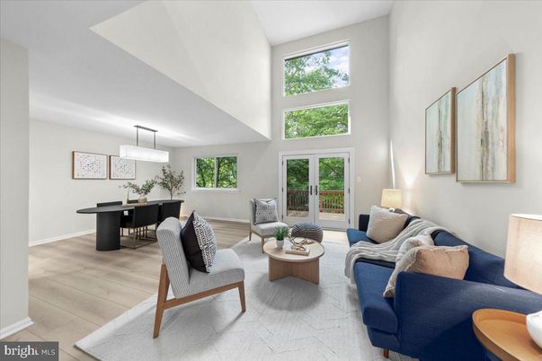 Dining room, Interior, Living room, Pendant Lights, Wood Texture Flooring