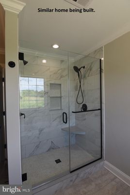 Bathroom, Glass Shower, Interior, Marble Walls, Recessed Lighting