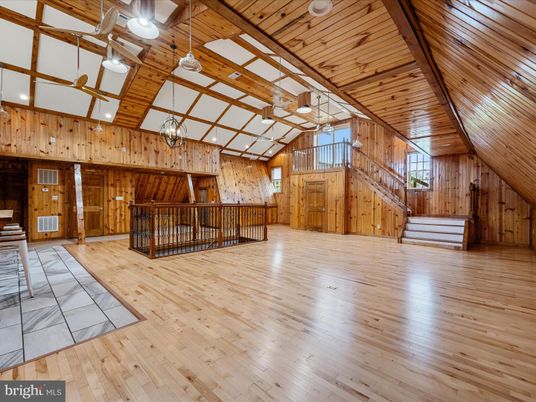 Chandelier, Empty room, Interior, Kitchen, Pendant Lights, Wooden Beams, Wooden Ceilings, Wood Texture Flooring, Wooden Walls