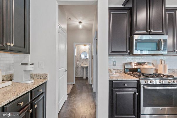 Interior, Kitchen, Stainless Steel Appliances, Wood Texture Flooring