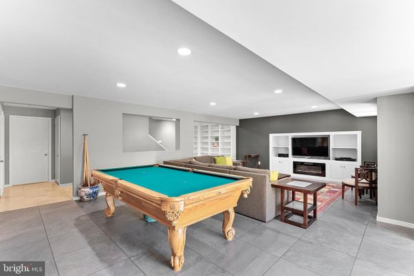 Billiard Table, Fireplace, Game Room, Interior, Recessed Lighting