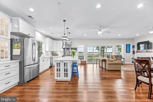 Interior, Kitchen, Living room, Pendant Lights, Recessed Lighting, Stainless Steel Appliances, Wood Texture Flooring
