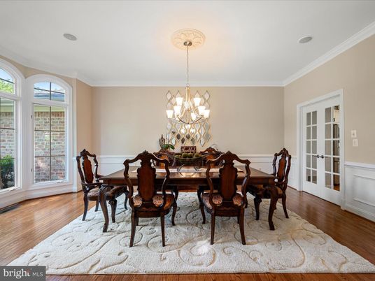 Chandelier, Dining room, Interior, Wood Texture Flooring