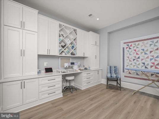 Home Office, Interior, Recessed Lighting, Wood Texture Flooring