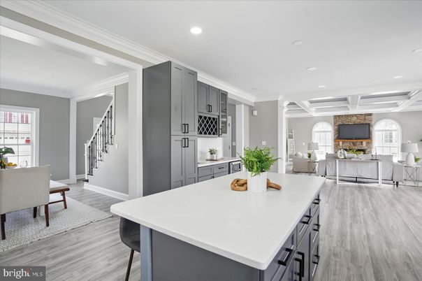 Dining room, Interior, Kitchen, Living room, Recessed Lighting, Wood Texture Flooring