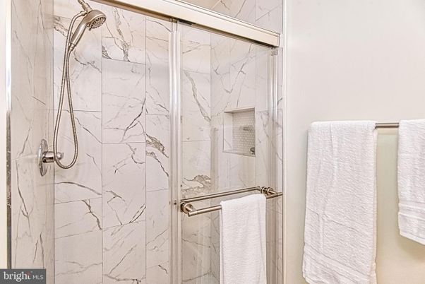 Bathroom, Glass Shower, Interior, Marble Walls