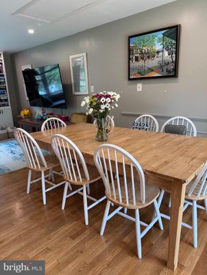 Dining room, Interior, Recessed Lighting, Wood Texture Flooring