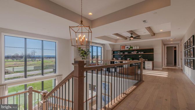 Chandelier, Interior, Pendant Lights, Recessed Lighting, Wooden Beams, Wood Texture Flooring