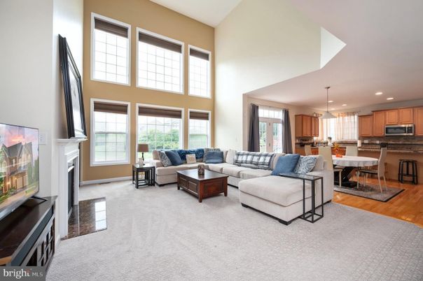 Dining room, Fireplace, Interior, Kitchen, Living room, Pendant Lights, Recessed Lighting, Wood Texture Flooring