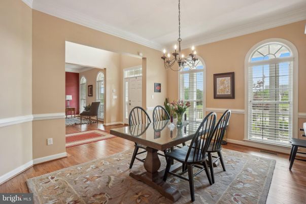 Chandelier, Dining room, Interior, Wood Texture Flooring