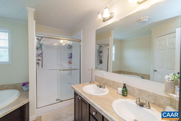 Bathroom, Dual Sink Vanities, Glass Shower, Interior