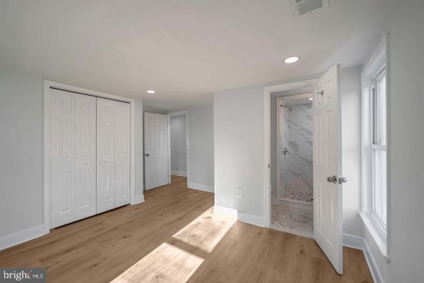 Bathroom, Empty room, Interior, Marble, Marble Walls, Recessed Lighting, Wood Texture Flooring