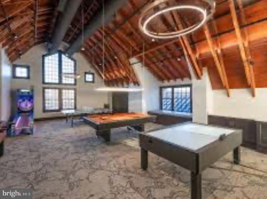 Billiard Table, Game Room, Interior, Pendant Lights, Wooden Beams, Wooden Ceilings