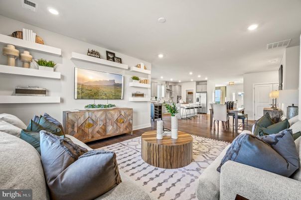 Dining room, Interior, Kitchen, Living room, Recessed Lighting, Stainless Steel Appliances, Wood Texture Flooring