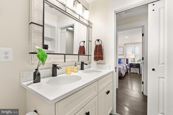 Bathroom, Bedroom, Dual Sink Vanities, Interior, Wood Texture Flooring