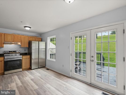 Interior, Kitchen, Stainless Steel Appliances, Wood Texture Flooring