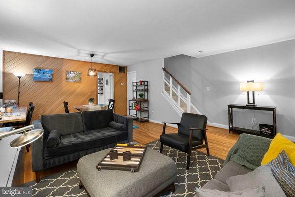 Dining room, Interior, Living room, Pendant Lights, Wood Texture Flooring