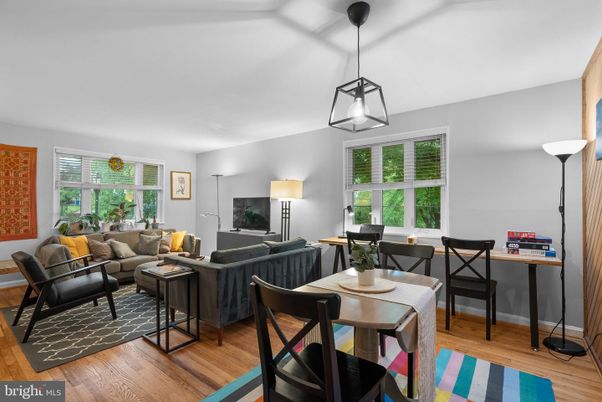 Dining room, Interior, Living room, Pendant Lights, Wood Texture Flooring