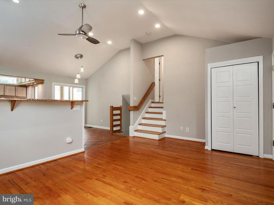 Empty room, Interior, Pendant Lights, Recessed Lighting, Wood Texture Flooring