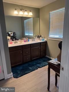 Bathroom, Dual Sink Vanities, Interior, Wood Texture Flooring