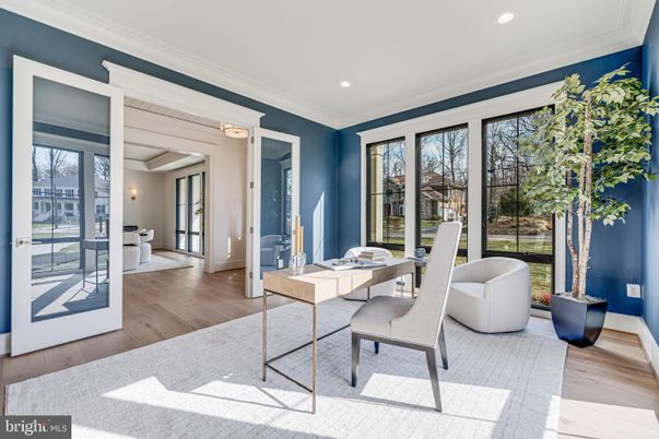 Home Office, Interior, Recessed Lighting, Wood Texture Flooring