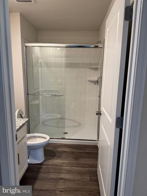Bathroom, Glass Shower, Interior, Wood Texture Flooring