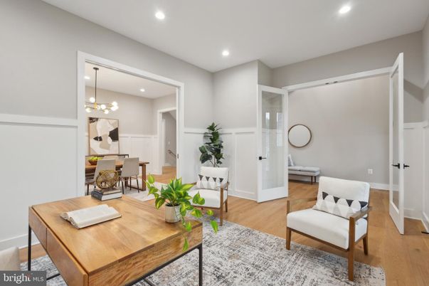 Dining room, Interior, Pendant Lights, Recessed Lighting, Wood Texture Flooring