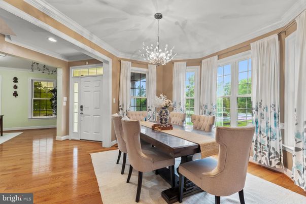 Dining room, Interior, Pendant Lights, Recessed Lighting, Wood Texture Flooring