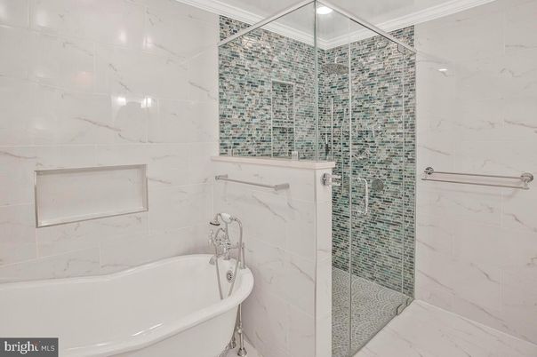 Bathroom, Glass Shower, Interior, Marble Walls