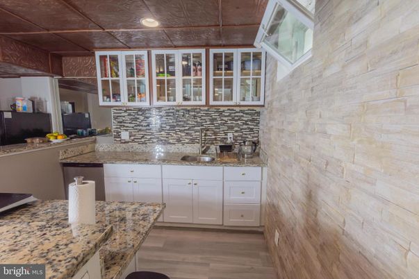 Interior, Kitchen, Stone Walls, Wood Texture Flooring