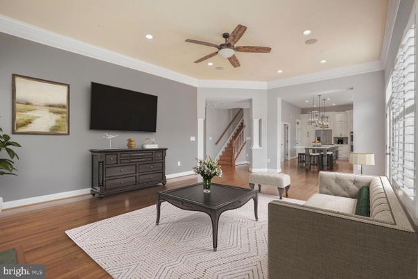 Chandelier, Dining room, Interior, Kitchen, Living room, Pendant Lights, Recessed Lighting, Wood Texture Flooring