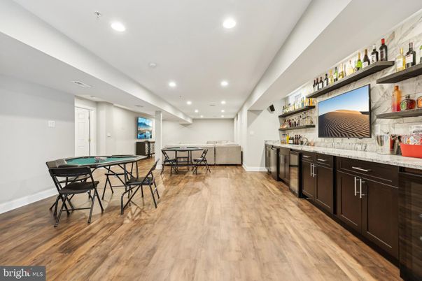 Billiard Table, Game Room, Interior, Recessed Lighting, Wood Texture Flooring