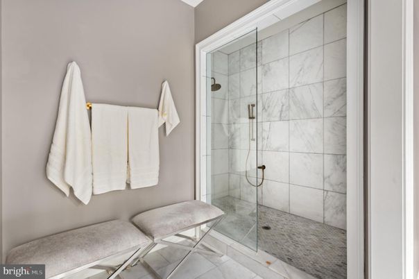 Bathroom, Glass Shower, Interior, Marble Walls