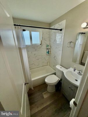 Bathroom, Interior, Marble Walls, Wood Texture Flooring