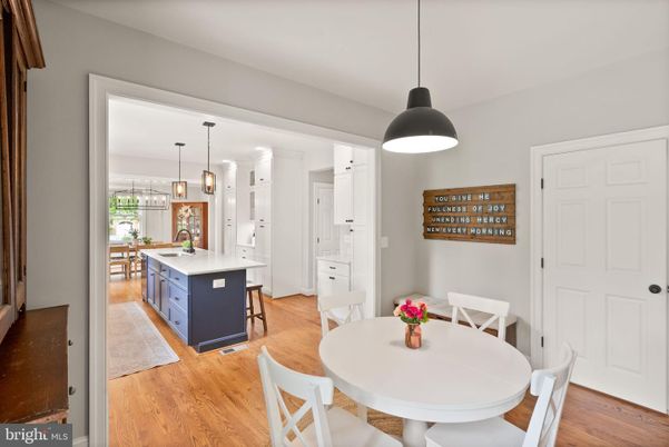 Dining room, Interior, Kitchen, Pendant Lights, Wood Texture Flooring