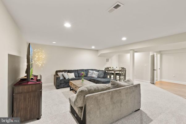 Dining room, Interior, Living room, Recessed Lighting, Wood Texture Flooring